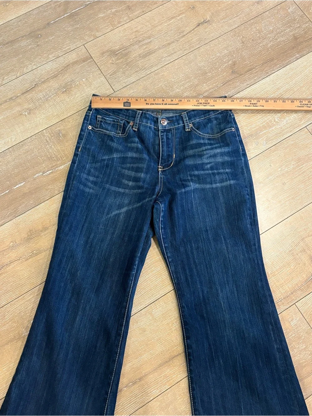 Seven7 Dark Wash Bootcut Flare Stretch Jeans Women’s Size 10 32” Inseam Mid Rise - Picture 4 of 9